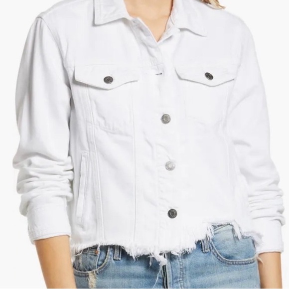 HIDDEN LOS ANGELES WHITE DENIM FRAY HEM JACKET SZ MEDIUM - Picture 2 of 9